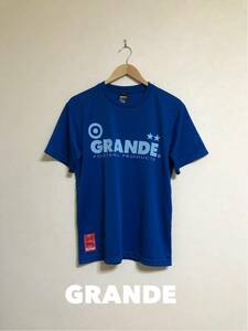 【美品】 GRANDE グランデ ドライメッシュTシャツ 半袖 サイズL ブルー サッカー 練習着 トレーニングウェア トップス