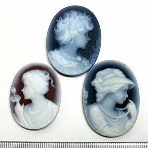 ☆ストーンカメオ3点まとめ101.5ct☆S 宝石 ジュエリー stone cameo jewelry 貴婦人②