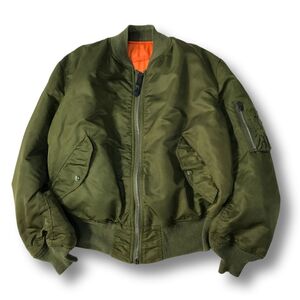 《良品◎》ALPHA INDUSTRIES アルファインダストリーズ★リバーシブル*中綿*MA-1*フライトジャケット*カーキ/オレンジ*L(MW4427)◆S80