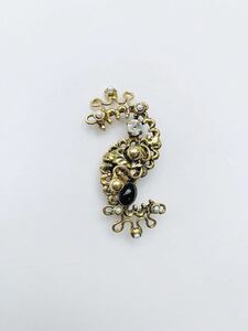 【美品♪】ヴィンテージ　イタリア製　Dueci bijoux 社　ゴールド ブローチ　シェル　貝　パール　個性的　80s