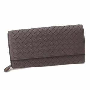 【ボッテガ ヴェネタ】Bottega Veneta　イントレチャート レザー 2つ折り長財布 ウォレット 150509 ブラック 【中古】【正規品保証】197969