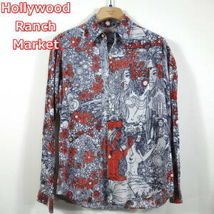 【古着】ハリウッドランチマーケット　裸族柄シャツ　ハリラン　HOLLYWOOD RANCH MARKET　サイズ２（Ｍ）　白赤