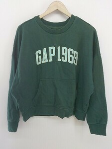 ◇ GAP ギャップ ロゴ 長袖 スウェット トレーナー サイズ XL グリーン レディース E