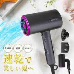 ドライヤー 軽量＆コンパクトタイプ 大風量 速乾 高濃度マイナスイオン ヘアドライヤー 1600W 軽量