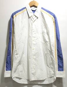 Soe Shirts ロングスリーブ シャツ 胸ポケット付き バイカラー 白 青 2161-81-009 ソーイ シャツ■0821H①