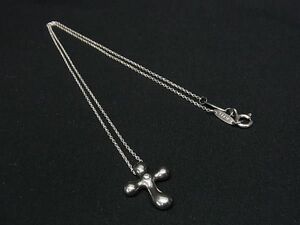 1円■美品■TIFFANY＆Co ティファニー エルサペレッティ スモールクロス 1Pダイヤモンド SV925 ネックレス ペンダント シルバー系 FE0409