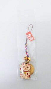 □　猫柄　猫雑貨　猫グッズ　金運招き猫 ひのき　5円玉付　根付　ねこ　ネコ　キャット　cat　にゃんこ　新品未使用