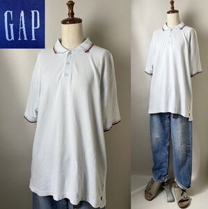 【近年ビンテージ 2000年代 Y2K 国内正規品】00s OLD GAP オールド ギャップ コットン100% 半袖 鹿の子 ライン ポロシャツ M ライトブルー