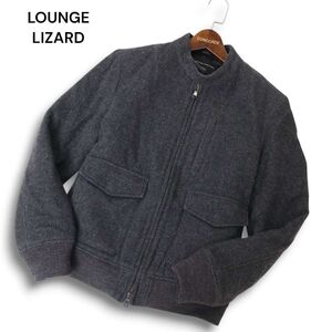 LOUNGE LIZARD ラウンジリザード メルトン ウール★ 裏地 キルティング 中綿 ブルゾン ジャケット Sz.1　メンズ 灰 日本製　C4T10360_B#N