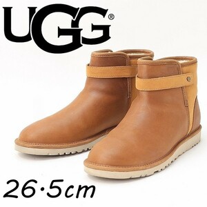 ◆UGG アグ 1017597 レザー ムートン ショート ブーツ 茶 ブラウン US10 26.5cm