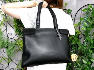 ●超美品●PRADA プラダ●メンズ●ロゴ型押し●カーフ レザー 本革●トート バッグ●黒●SV金具●ヴィンテージ●A4 ビジネス 書類●Js47414