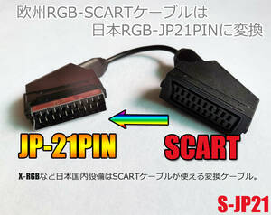 RGB 変換ケーブル　SCART　TO　RGB21ピン　スーパーファミコン　メガドライブ　新品　(管:S-JP21)