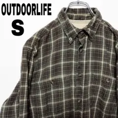 usa古着 OUTDOORLIFE ネルシャツ　S ブラウン　グリーン　チェック