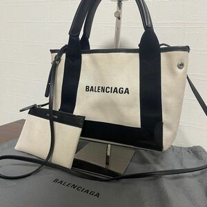 1円【至高の逸品】BALENCIAGA バレンシアガ カバス ハンドバッグ 2way ショルダーバッグ キャンバス レザー ホワイト系 