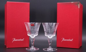 【ト長】Baccarat バカラ クリスタル パルメ ワイングラス 2客 ペア 箱付き 鳥模様 洋食器 酒器 高さ約14cm IR056IOB79