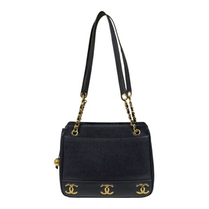 シャネル トリプルココ トートバッグ レザー A03675 ブラック レディース CHANEL 中古