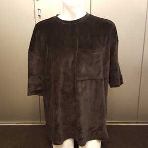 ★【美品】Bershka ベルシュカ Tシャツ 半袖 ベロア 黒 トップス XLサイズ EUR XL/USA XL/ MEX 42