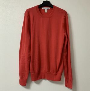 COMME des GARCONS SHIRT コムデギャルソン シャツ クルーネック インサイドアウトデザイン 赤オレンジ リブ ニット セーター M