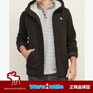 【送料無料】Sサイズ　アバクロ フルジップボアパーカー ブラウン Sherpa Lined Hoodie アメカジ 