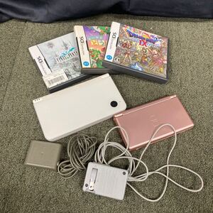 ♪【売り切り】Nintendo任天堂 ニンテンドーDS2点まとめ！DSlite ピンク USG-001/DSi LL ホワイト UTL-001ソフト2点/空箱付属 ゲーム機