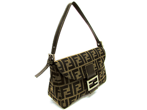 KL19-455079◆美品売切り【フェンディ FENDI】ズッカ柄 ハンドバッグ◆キャンバス×レザー レディース ヴィンテージ