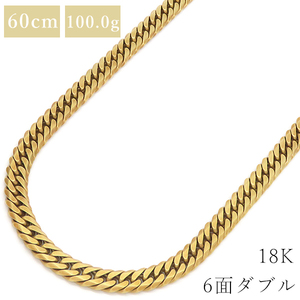 喜平 ネックレス K18 18金 60cm 100.0g 6面 ダブル K18YG ゴールド ※ショッピングローン対応していません。 中古