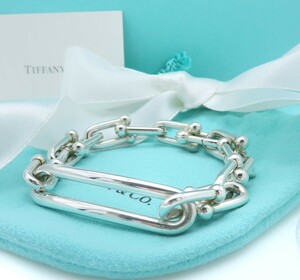 【送料無料】 極希少 美品 Tiffany&Co. ティファニー ハードウェア リンク シルバー ブレスレット Ag925 SV メンズ HA39