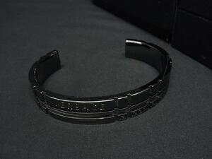 1円 ■美品■ VERSACE ヴェルサーチ ブレスレット バングル アクセサリー メンズ レディース シルバーブラック系 FJ2498