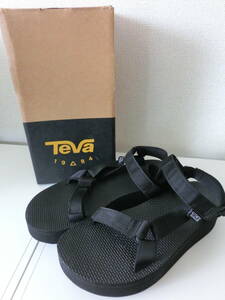 中古品 保管品 TEVA テバ サンダル レディース フラットフォーム ユニバーサル 厚底 25cm 1008844-BLK-08/激安1円スタート