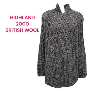 HIGHLAND 2000 BRITISH WOOL ポンチョ　ケープ　カーディガン ニット　コート　サイズフリー　ハイランド