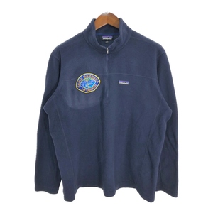 patagonia パタゴニア マイクロD ハーフジップ フリースジャケット アウトドア ネイビー (メンズ XL) 中古 古着 R0821