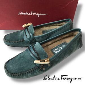 132 Salvatore Ferragamo サルヴァトーレフェラガモ レザー ローファー ムートン ボア スエード スリッポン ドライビングシューズ 6 正規品