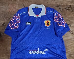 値下交渉 1998年 フランスWC 日本代表 asics OFFICIAL SHIRT 日本製 検/98 FIFA WORLD CUP FRANCE JAPAN ONO NAKATA ワールドカップ 炎 Y2K