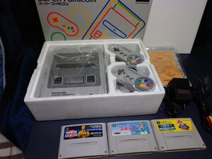 任天堂 スーパーファミコン 中期 本体美品 すぐ遊べるセット 説明書 シリアル一致 コントローラ アダプタ ケーブル 箱 ソフト3本 SFC 清潔