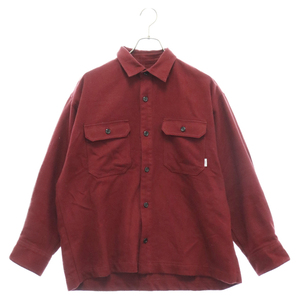 WTAPS ダブルタップス 23AW DECK 02 LS COTTON.TWILL コットンツイル ワークシャツ ジャケット 232TQDT‐SHM03 ボルドー