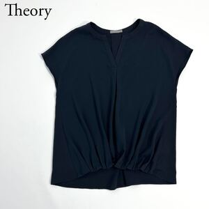 美品 Theory luxe セオリーリュクス シフォンブラウス 半袖　トップス　ネイビー 38 レディース