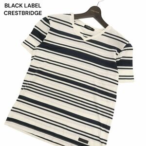 BLACK LABEL CRESTBRIDGE ブラックレーベル クレストブリッジ 半袖 鹿の子★ ボーダー カットソー Tシャツ Sz.M　メンズ 紺　C4T03552_4#D