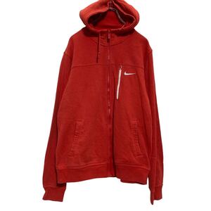 NIKE ジップアップ ロゴスウェット パーカー M オレンジ ナイキ 裏起毛 古着卸 アメリカ仕入 a611-5297