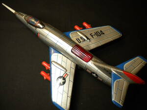 ★U.S.A. F-104 ジェット戦闘機 ブリキ製 フリクション式 モダントーイ・増田屋製 昭和レトロ ビンテージ 比較的美品★