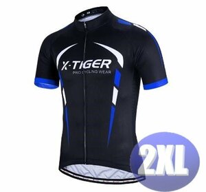 x-tiger サイクリングウェア 半袖 2XLサイズ 自転車 ウェア サイクルジャージ 吸汗速乾防寒 新品 インポート品【n604-bl】
