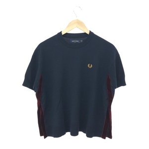 ◆FRED PERRY フレッドペリー SIDE TAPED KNIT TEE サイドテープニットティー サイズ:EUR38◆F7191 ネイビー レディース トップス