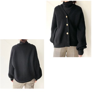 ドゥーズィエムクラス 　アパルトモン　MUSE de Deuxieme classe　21aw Chunky Knit Cardigan　チャンキー ウール　カーディガン 黒