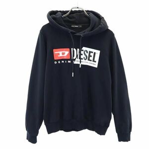 ディーゼル ロゴプリント 長袖 スウェットパーカー XS 黒 DIESEL プルオーバー トレーナー メンズ