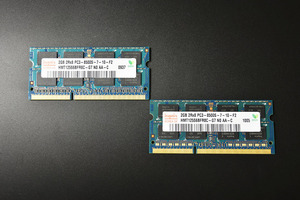 当日発送 Mac対応 メモリ hynix DDR3 2GB×2枚　PC3-8500S HMT125S6BFR8C-G7 中古品　 1-908-2