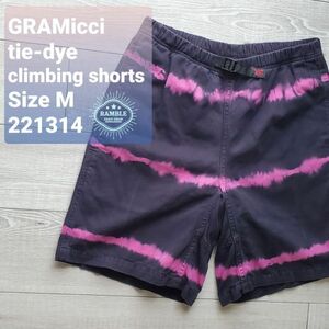 送料無料 Gramicciグラミチ■USED 良品 G-SHORTS Gショーツ クライミング パンツ M タイダイ 紺×紫 クリーニング済 ハーフパンツ