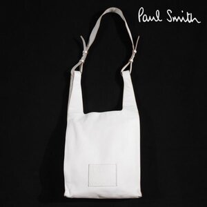 新品1円～★定価5.8万 ポールスミス Paul Smith 牛革レザー 本革 ワンショルダーバッグ ホワイト スラウチレザー 2WAY 正規店本物 ◆4562◆