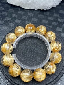 即決 0329d070 極美品★【150A黄金タイチンルチル】★ブレス 17-17.8mm（新品）