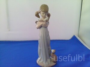 【LLADRO】　リヤドロ　置物　オブジェ　私のことも忘れないで　人形　ドール　猫　キャット　陶器　　SY02-Z67