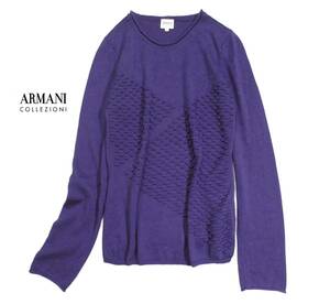 アルマーニコレッツォーニ ARMANI COLLEZIONI 立体編 ウール ニット プルオーバー EU40