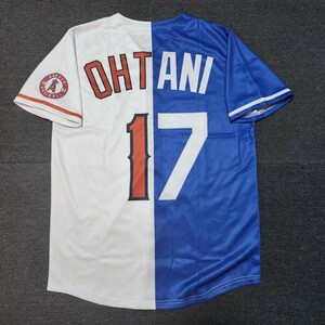 新品　MLB　大谷翔平　ロサンゼルス ドジャース ロサンゼルスエンゼルス　野球服　ユニフォーム　LA　ブルー　Tシャツ　ハーフ　サイズL　